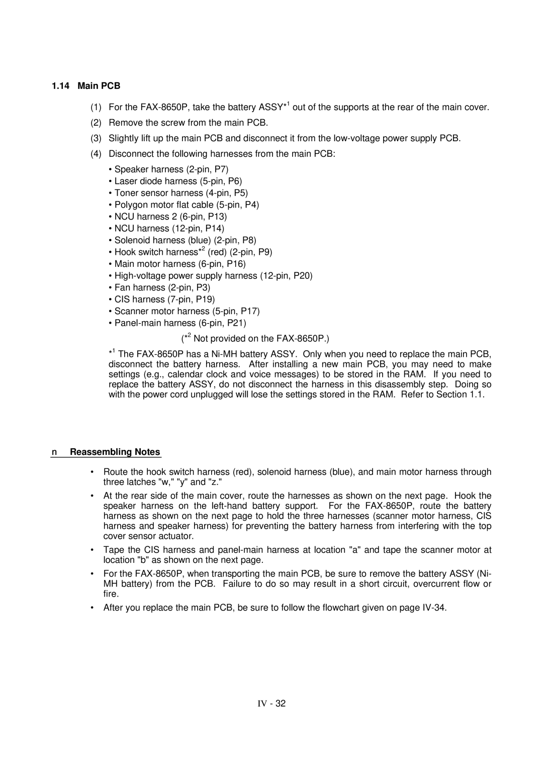 Brother FAX-8650P service manual Main PCB 