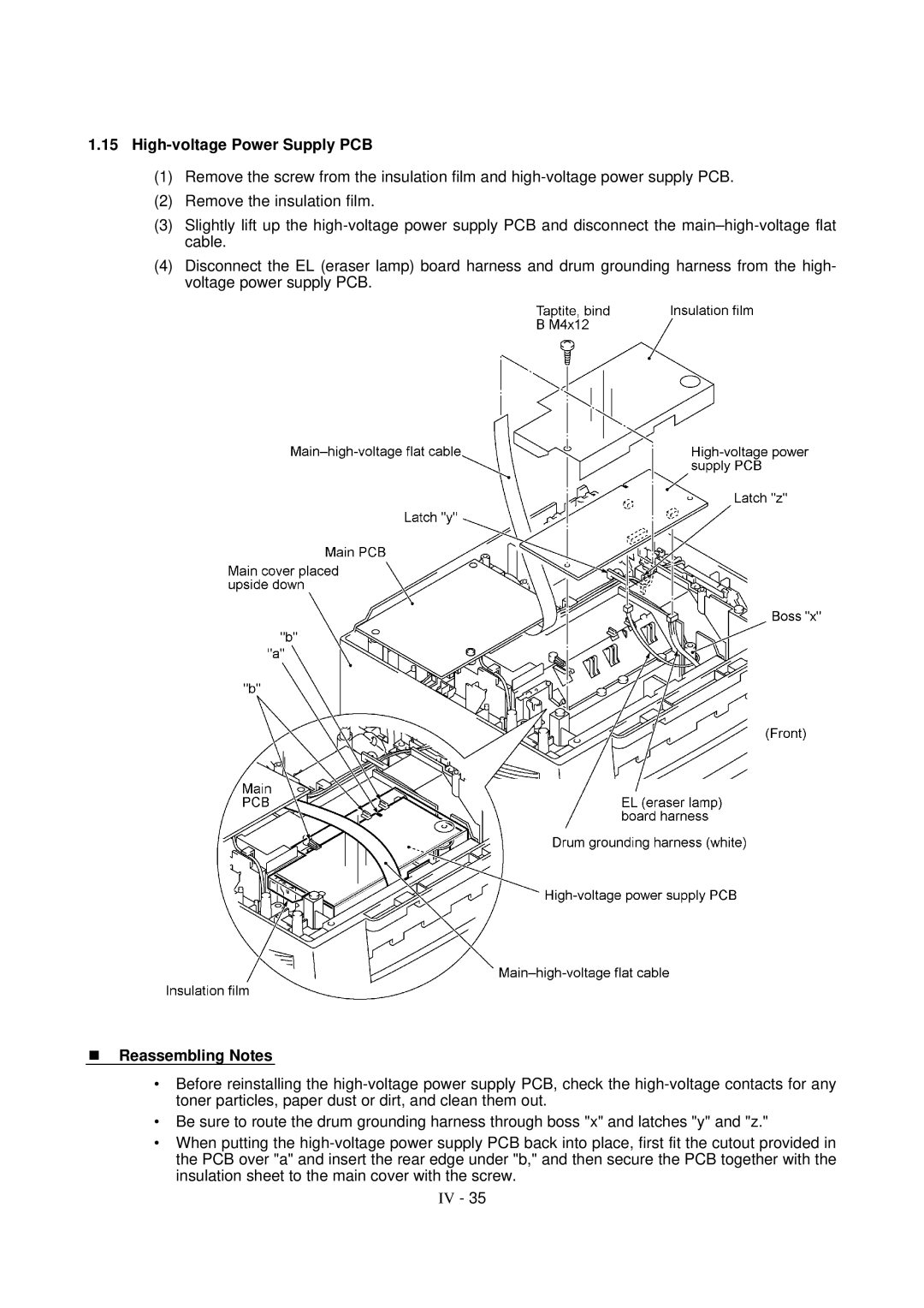 Brother FAX-8650P service manual High-voltage Power Supply PCB 