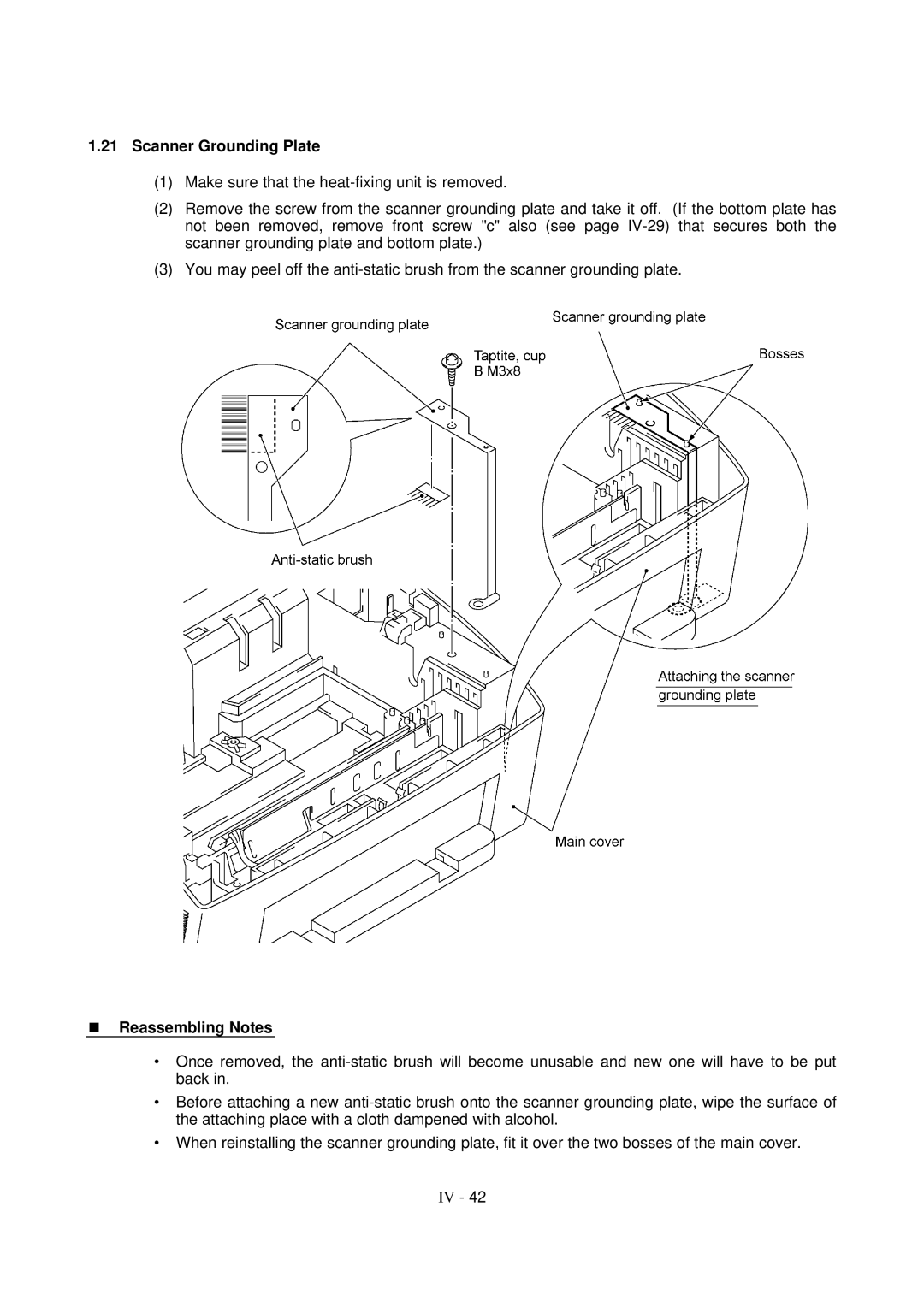 Brother FAX-8650P service manual Scanner Grounding Plate 