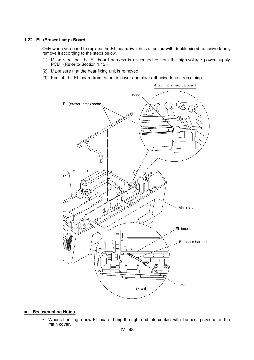 Brother FAX-8650P service manual EL Eraser Lamp Board 