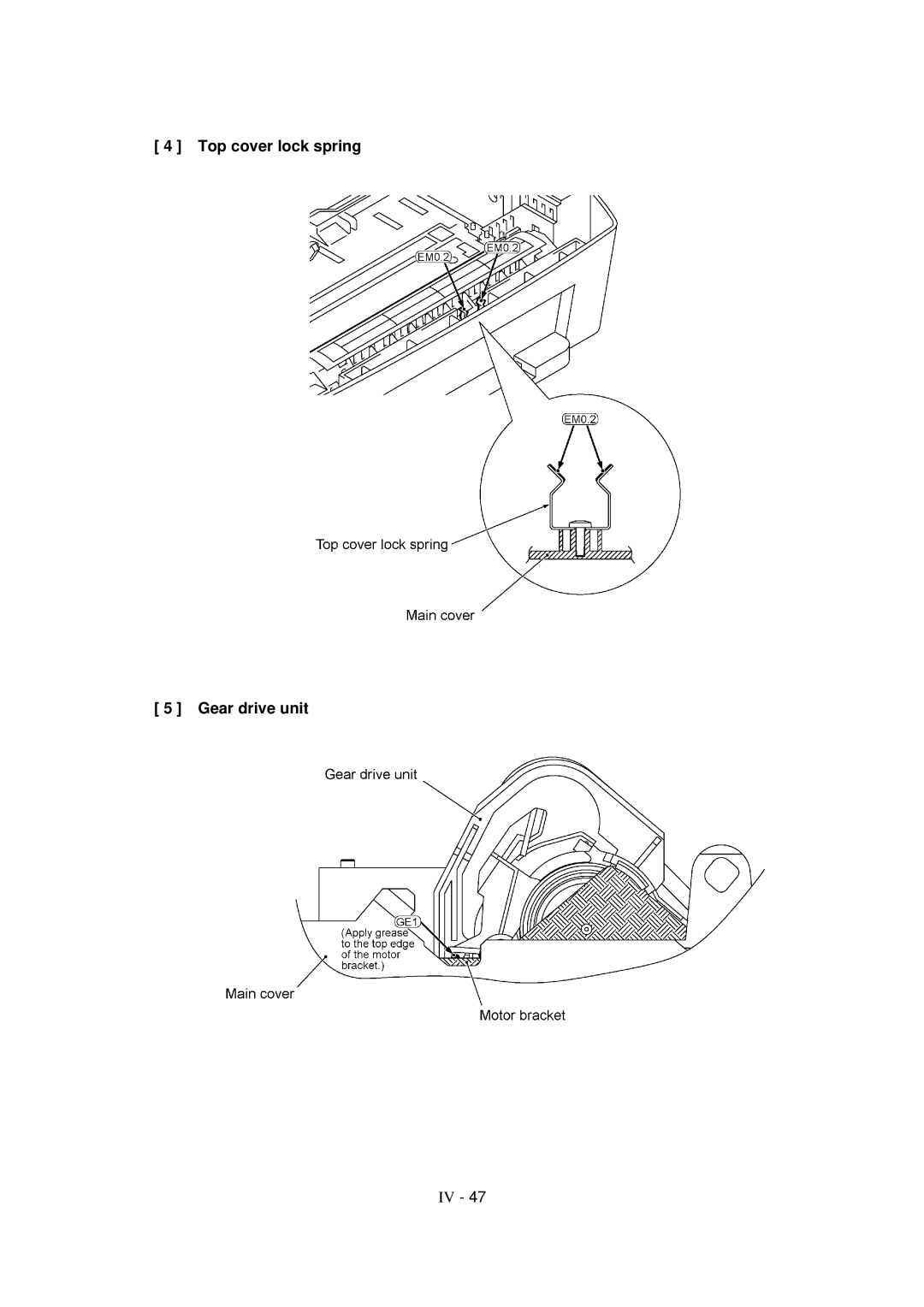 Brother FAX-8650P service manual Top cover lock spring Gear drive unit 