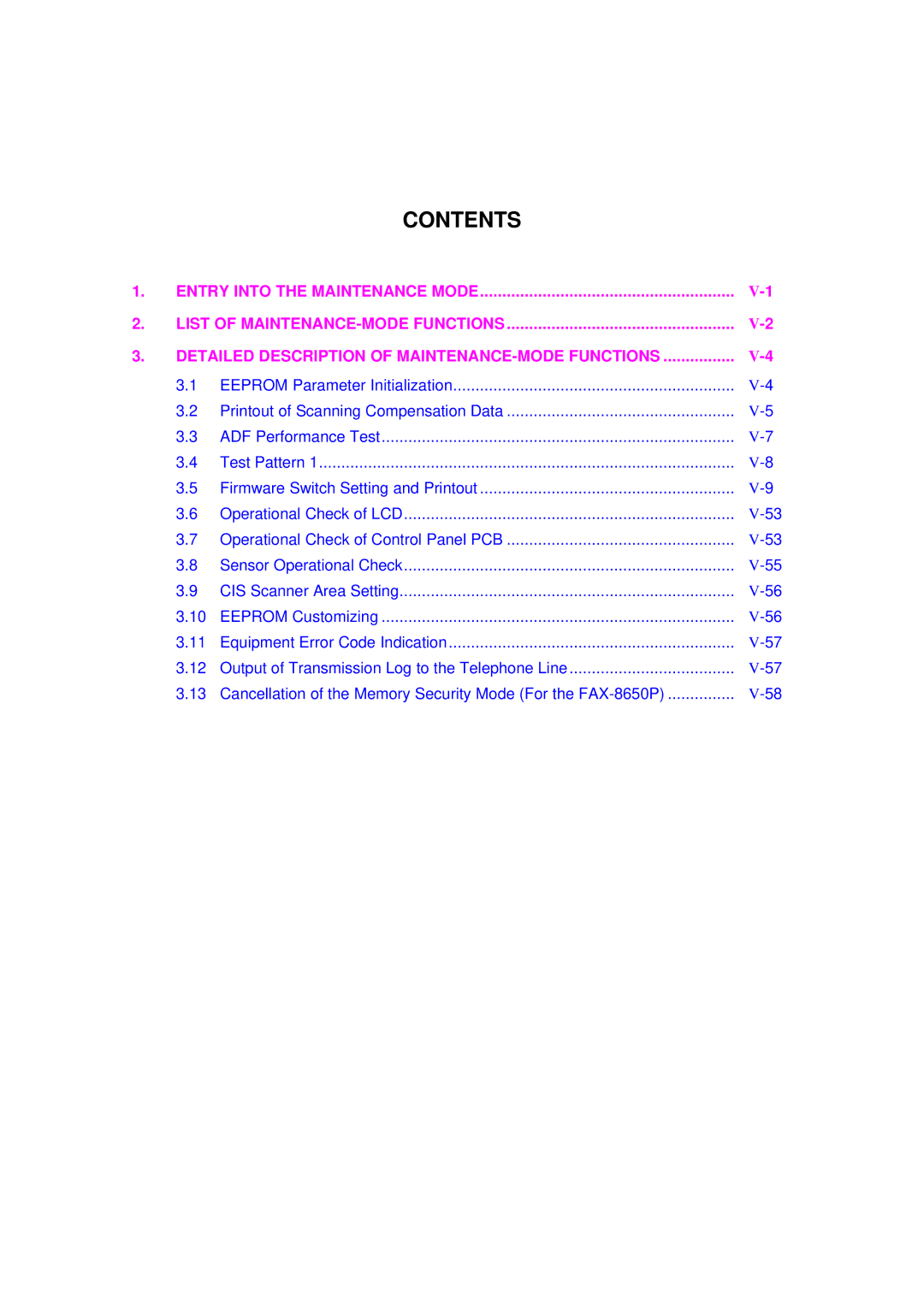 Brother FAX-8650P service manual Test Pattern 