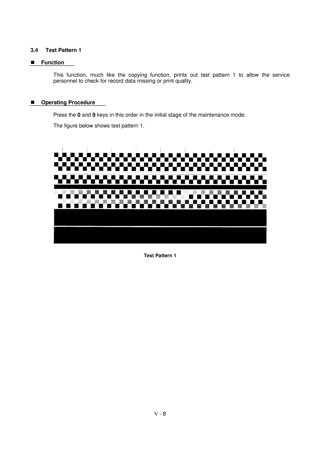 Brother FAX-8650P service manual Test Pattern Function 