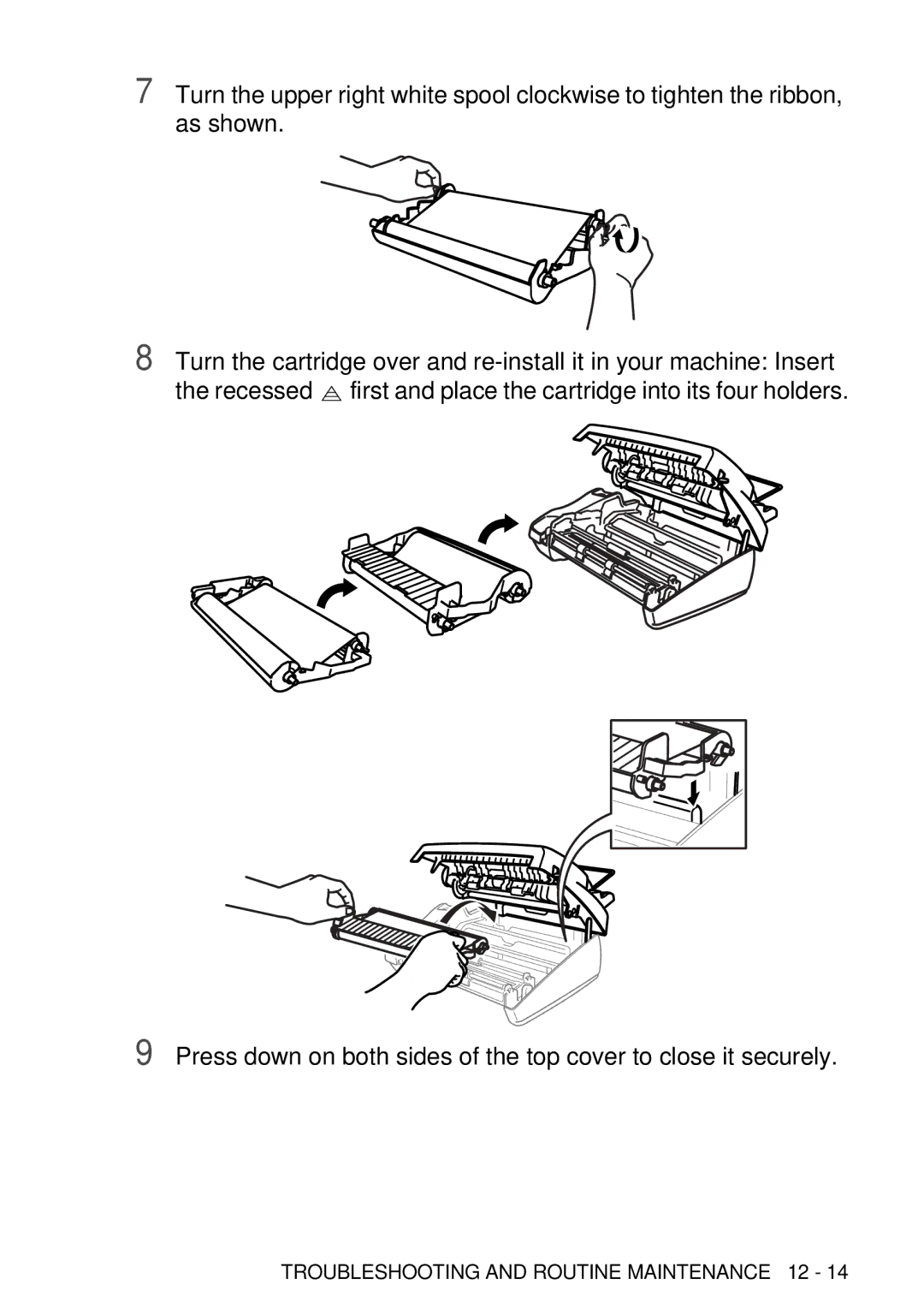 Brother FAX-T98 manual Troubleshooting and Routine Maintenance 12 