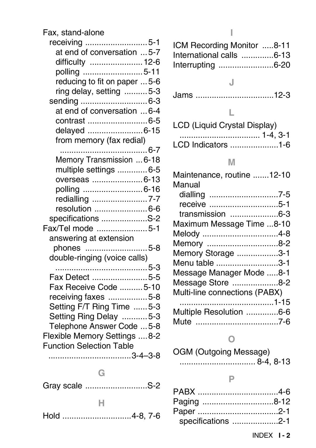 Brother FAX-T98 manual Function Selection -8 Gray scale 