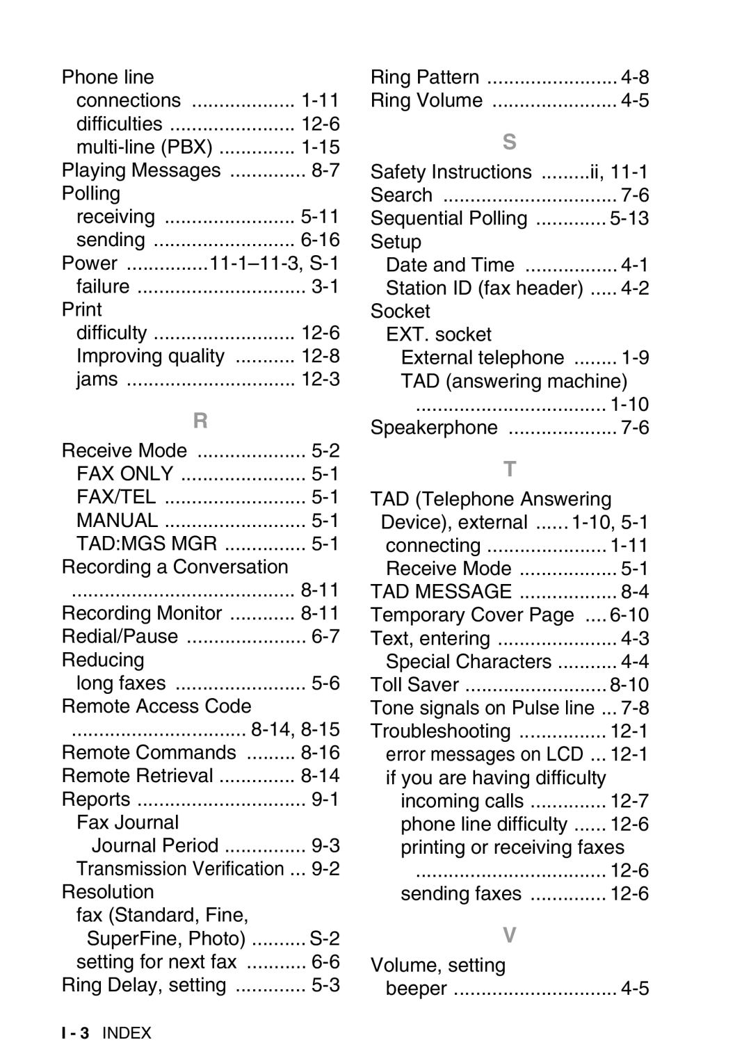 Brother FAX-T98 manual FAX only FAX/TEL Manual Tadmgs MGR 