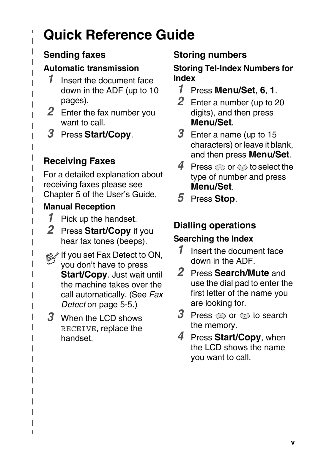 Brother FAX-T98 manual Quick Reference Guide 