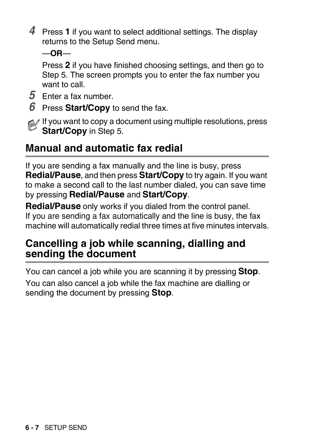 Brother FAX-T98 manual Manual and automatic fax redial 