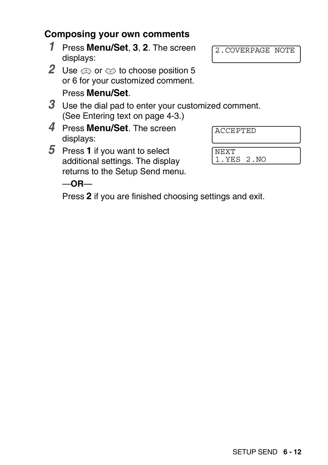 Brother FAX-T98 manual Setup Send 6 