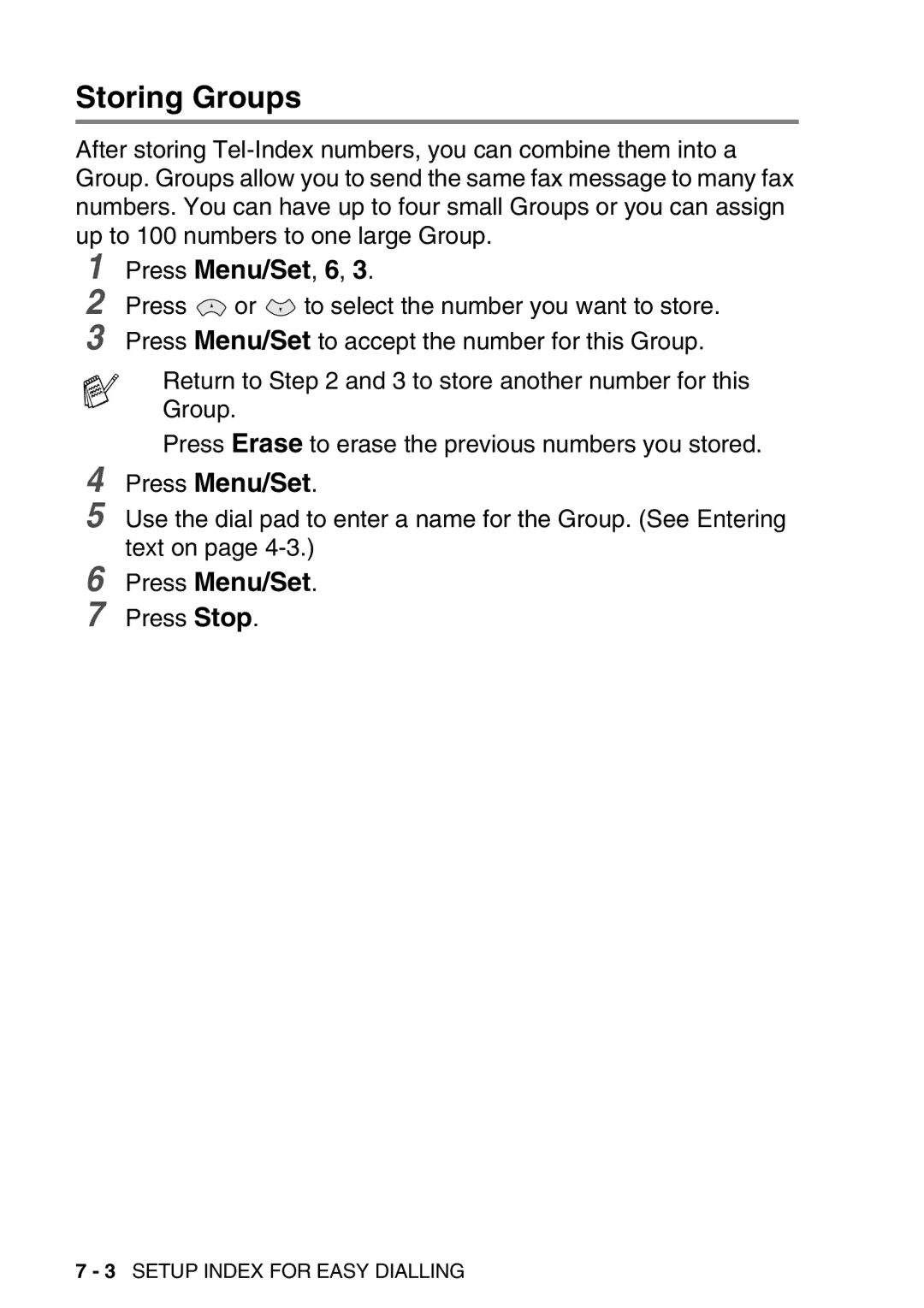 Brother FAX-T98 manual Storing Groups 