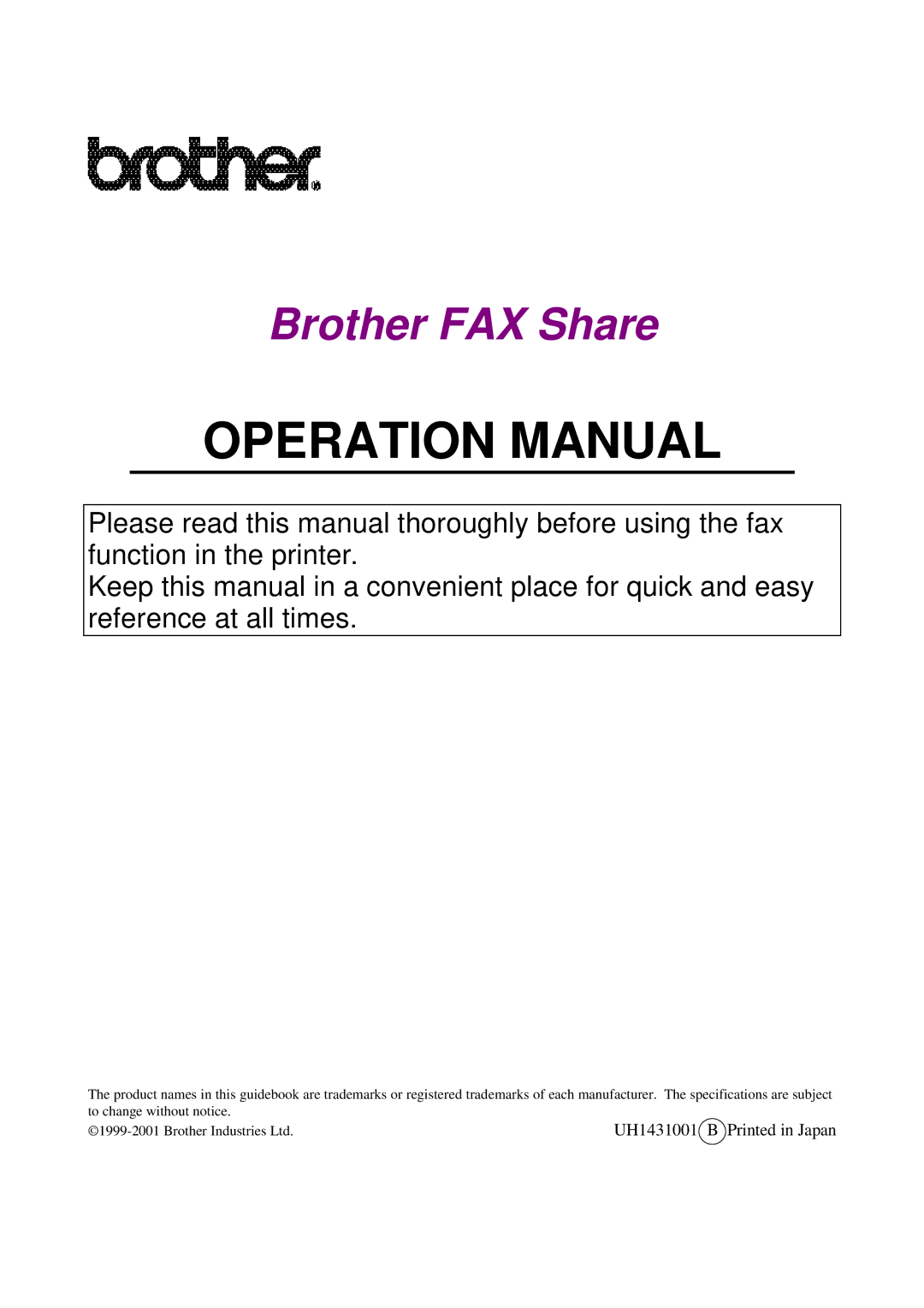 Brother Fax operation manual Brother FAX Share 