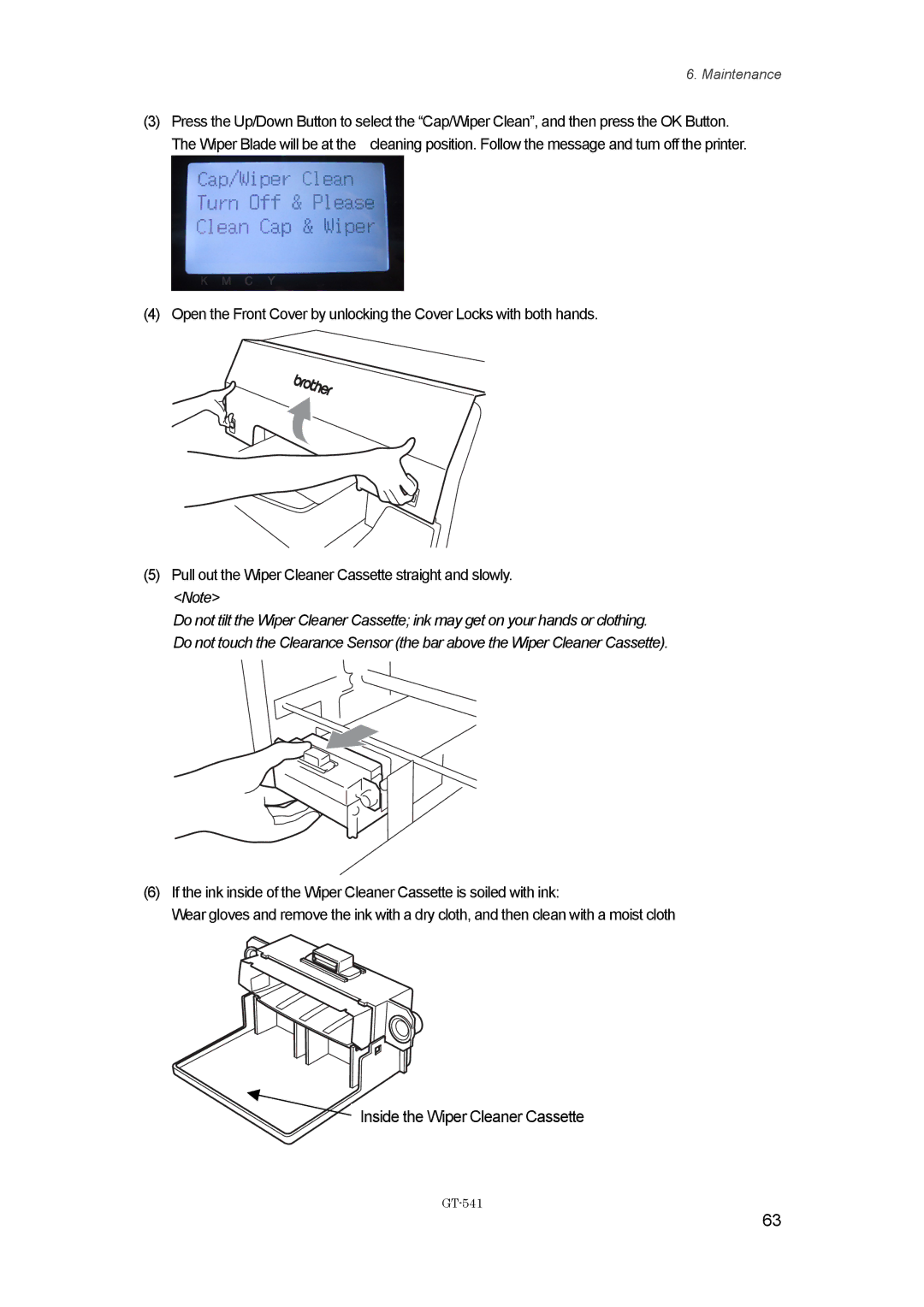 Brother GT541, GT-%$! instruction manual Inside the Wiper Cleaner Cassette 