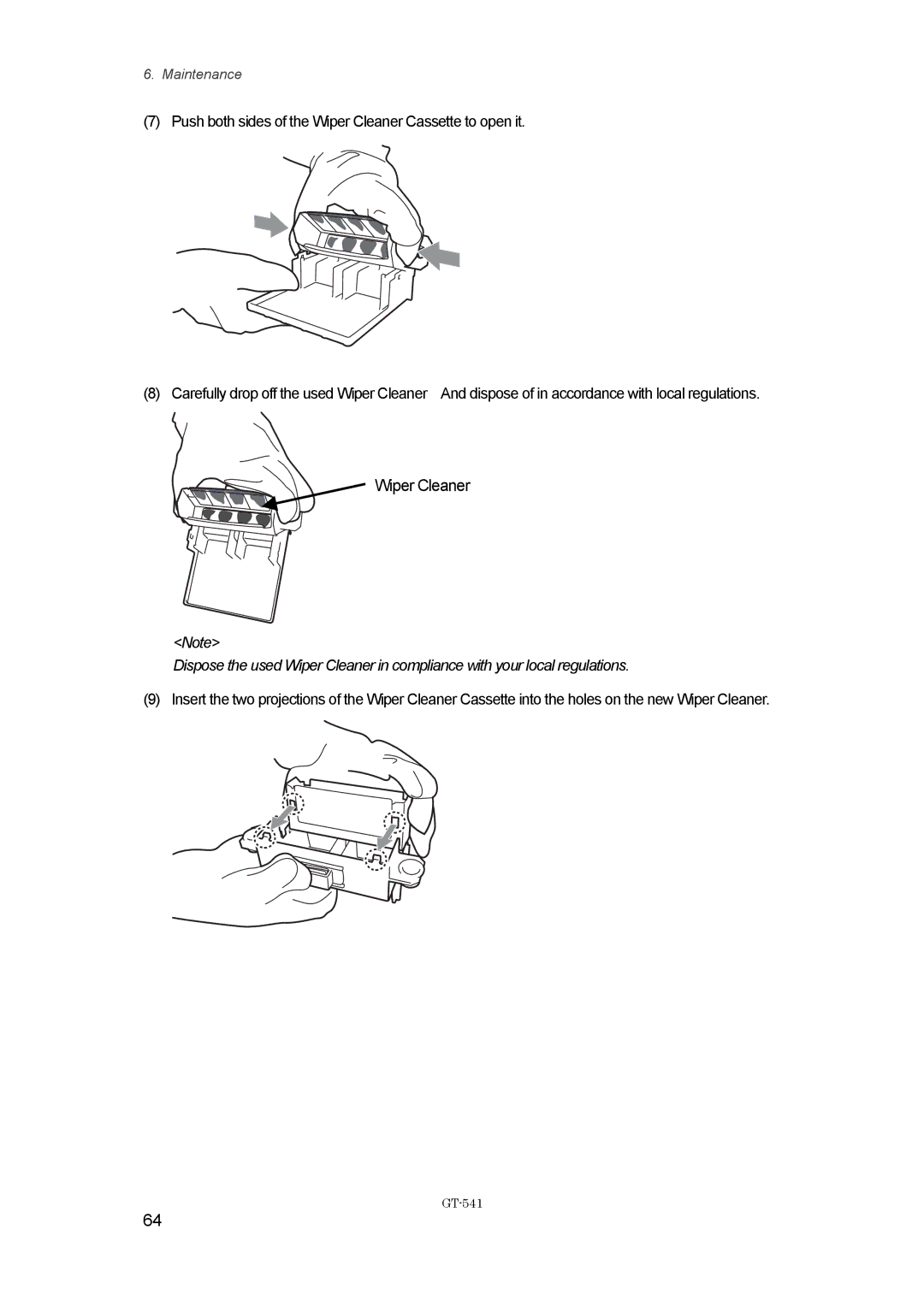 Brother GT-%$!, GT541 instruction manual Wiper Cleaner 