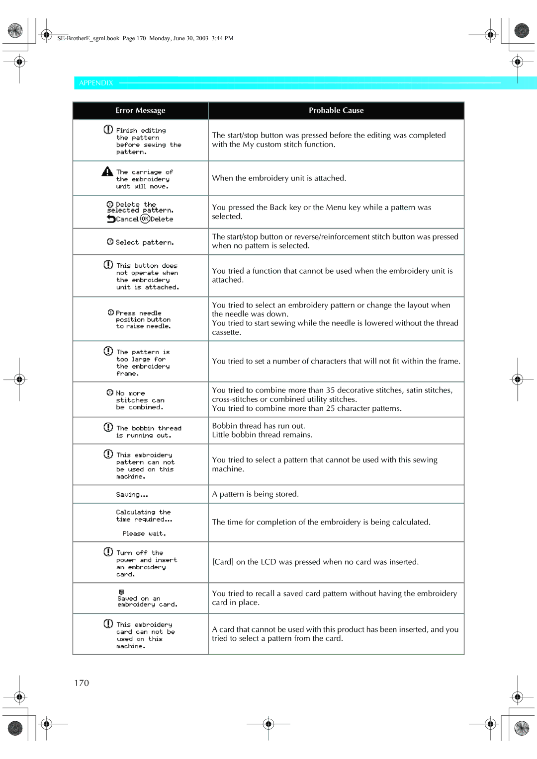 Brother HE 120 operation manual 170 