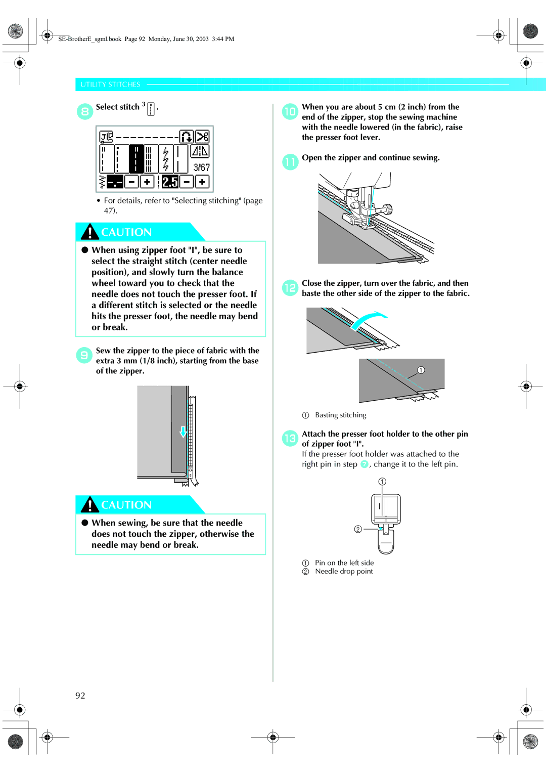 Brother HE 120 operation manual SE-BrotherEsgml.book Page 92 Monday, June 30, 2003 344 PM 