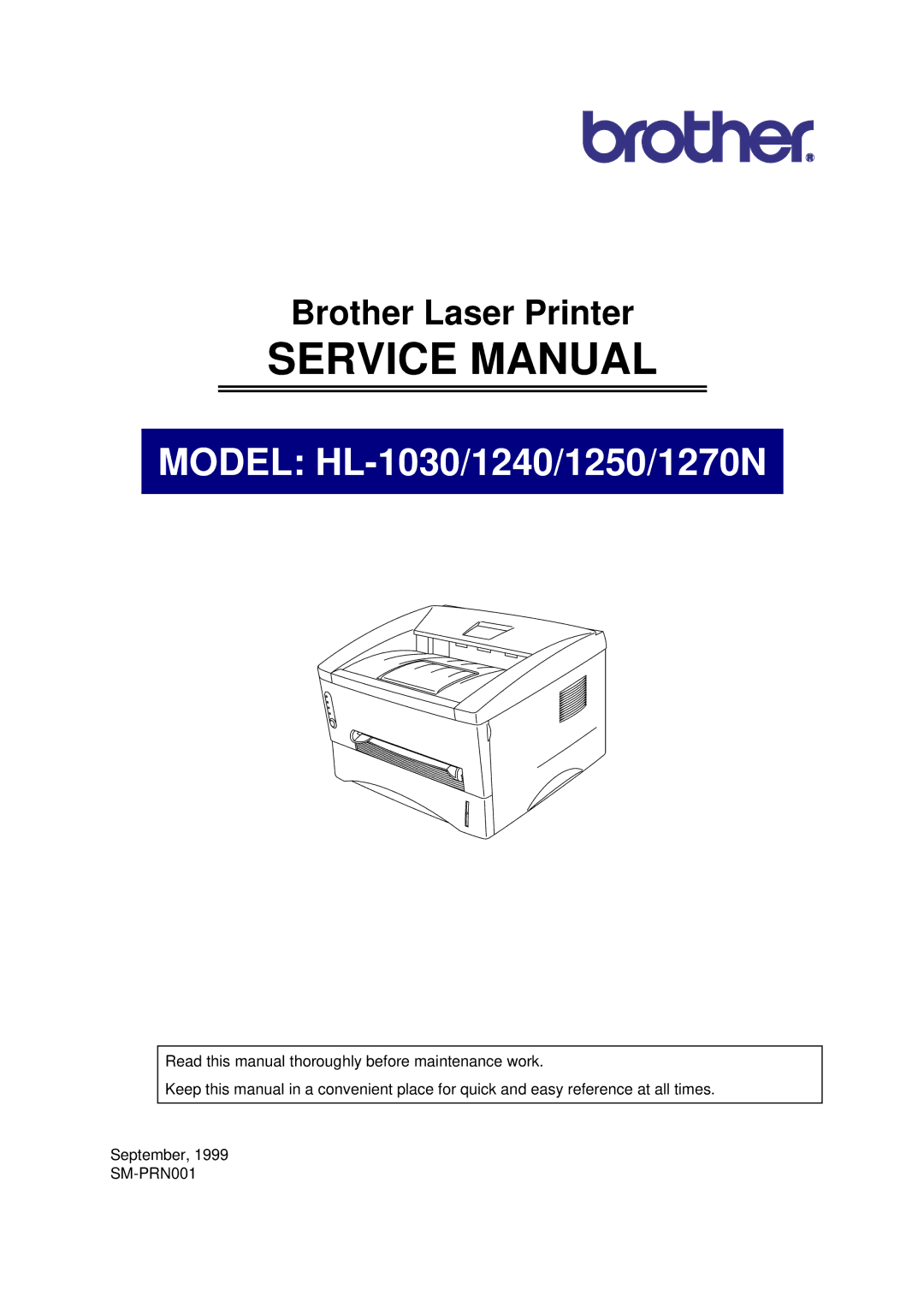 Brother service manual Model HL-1030/1240/1250/1270N, SM-PRN001 