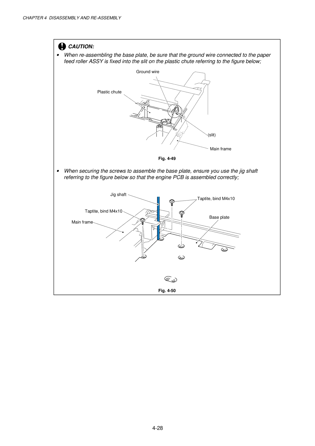 Brother 1240, HL-1030, 1250 service manual Ground wire Plastic chute Slit Main frame 