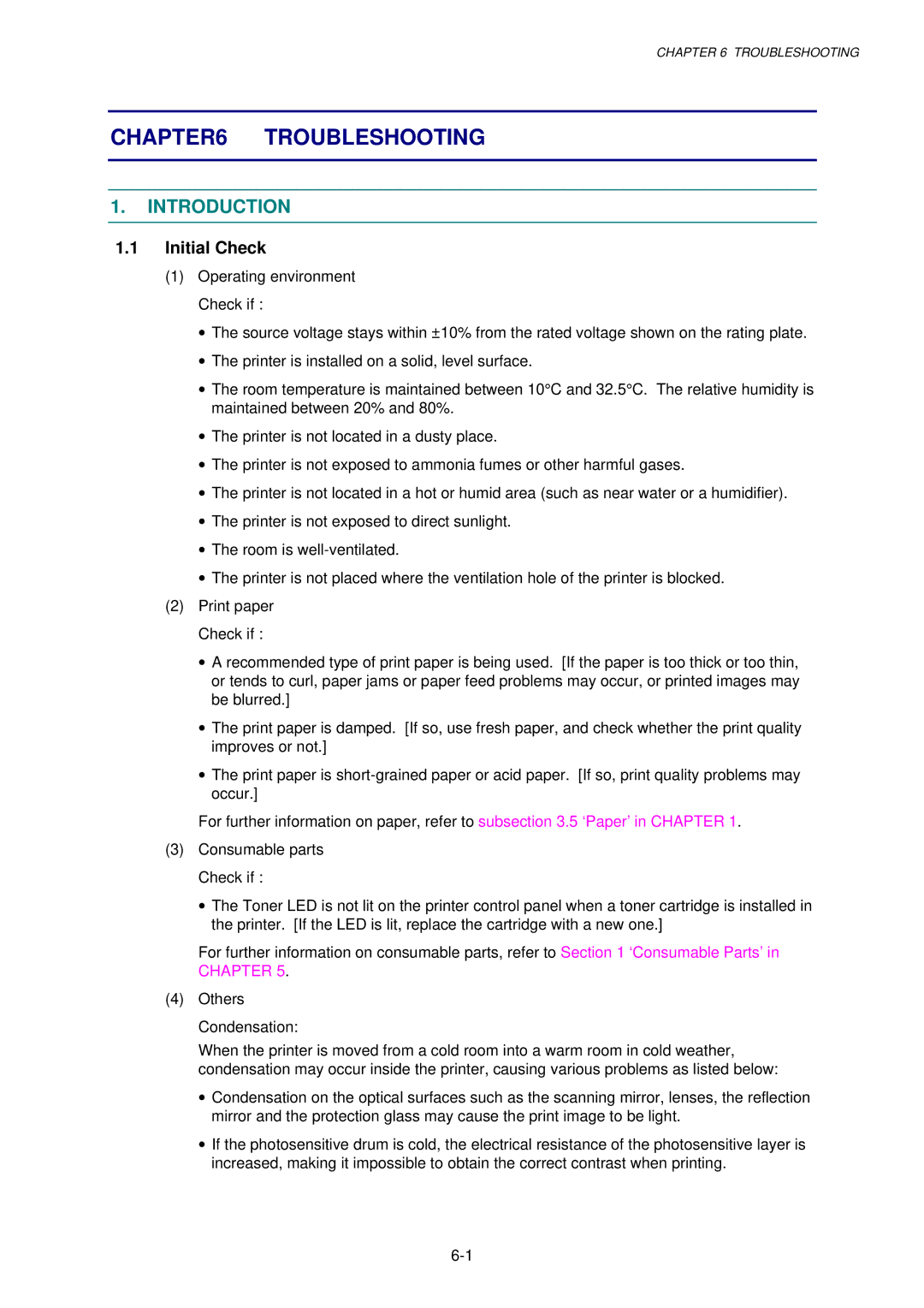 Brother HL-1030, 1240, 1250 service manual Introduction, Initial Check 