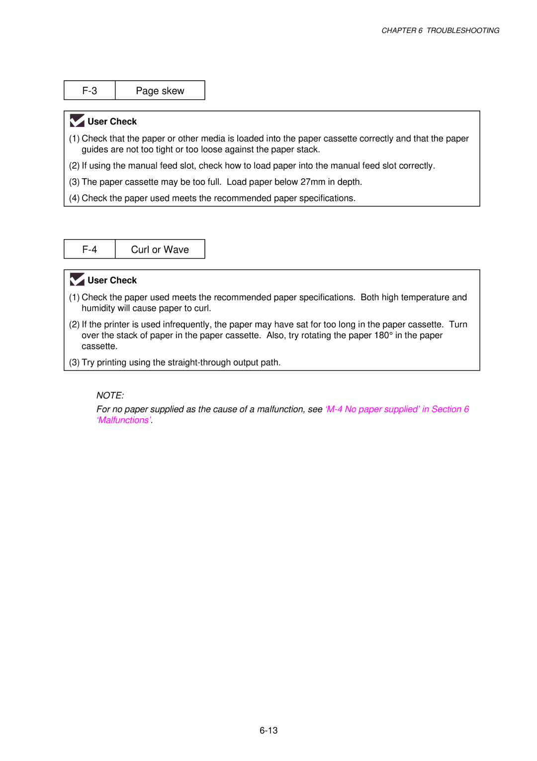 Brother HL-1030, 1240, 1250 service manual Skew, Curl or Wave 