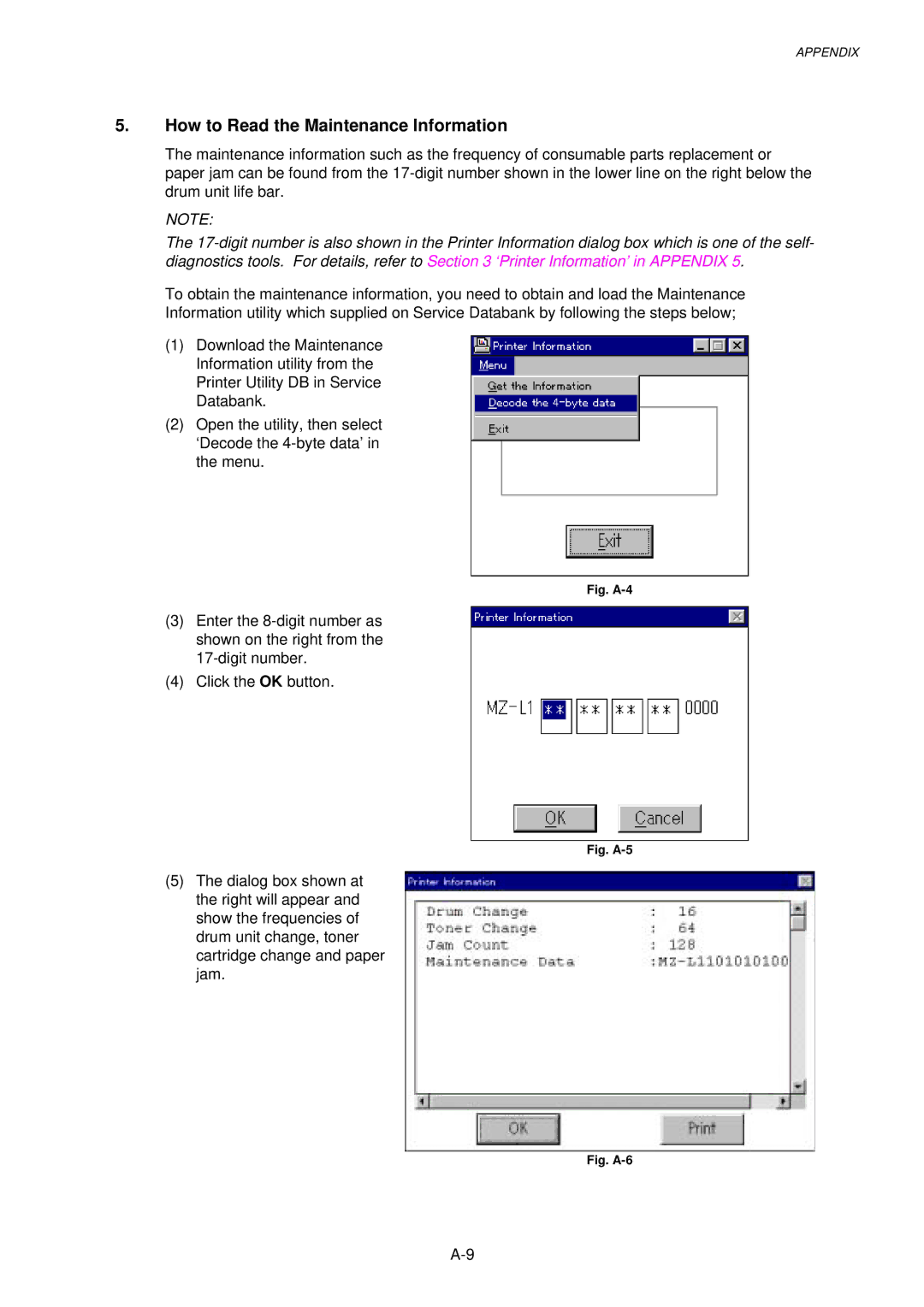 Brother 1240, HL-1030, 1250 service manual How to Read the Maintenance Information, Fig. A-4 