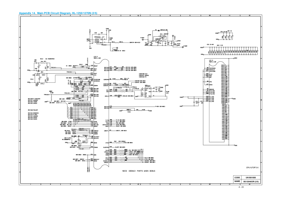 Brother HL-1030, 1240 service manual Appendix 14. Main PCB Circuit Diagram, HL-1250/1270N 2/5 