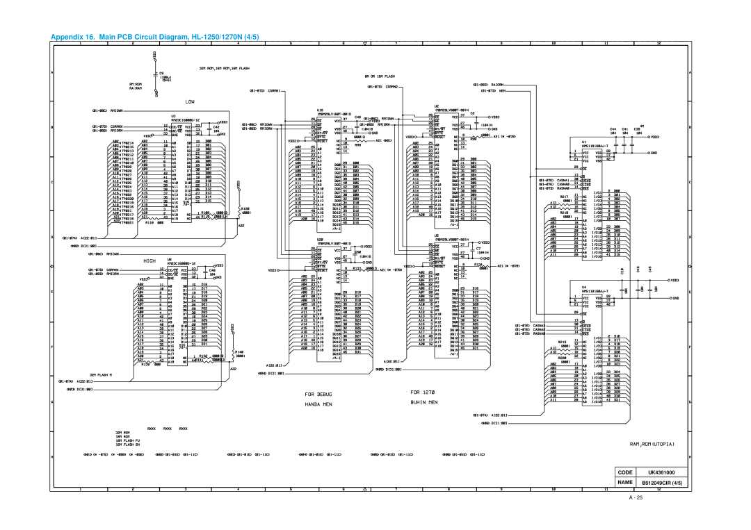 Brother HL-1030, 1240 service manual Appendix 16. Main PCB Circuit Diagram, HL-1250/1270N 4/5 