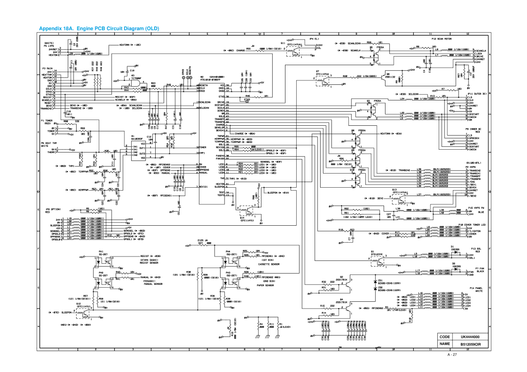 Brother 1240, HL-1030, 1250 service manual Appendix 18A. Engine PCB Circuit Diagram OLD 