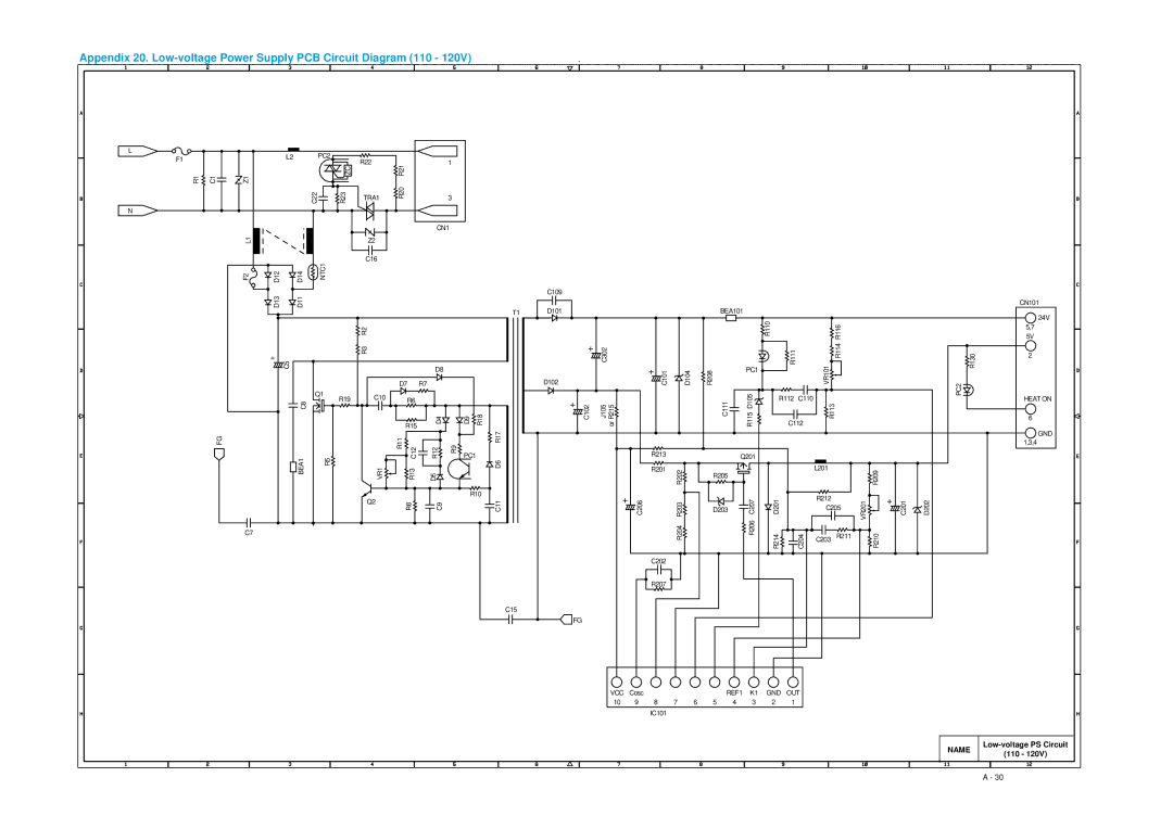 Brother 1240, HL-1030, 1250 service manual Low-voltage PS Circuit 110 