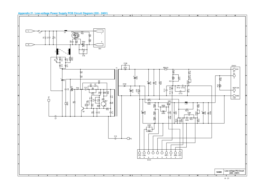 Brother 1250, HL-1030, 1240 service manual Low-voltage PS Circuit 220 