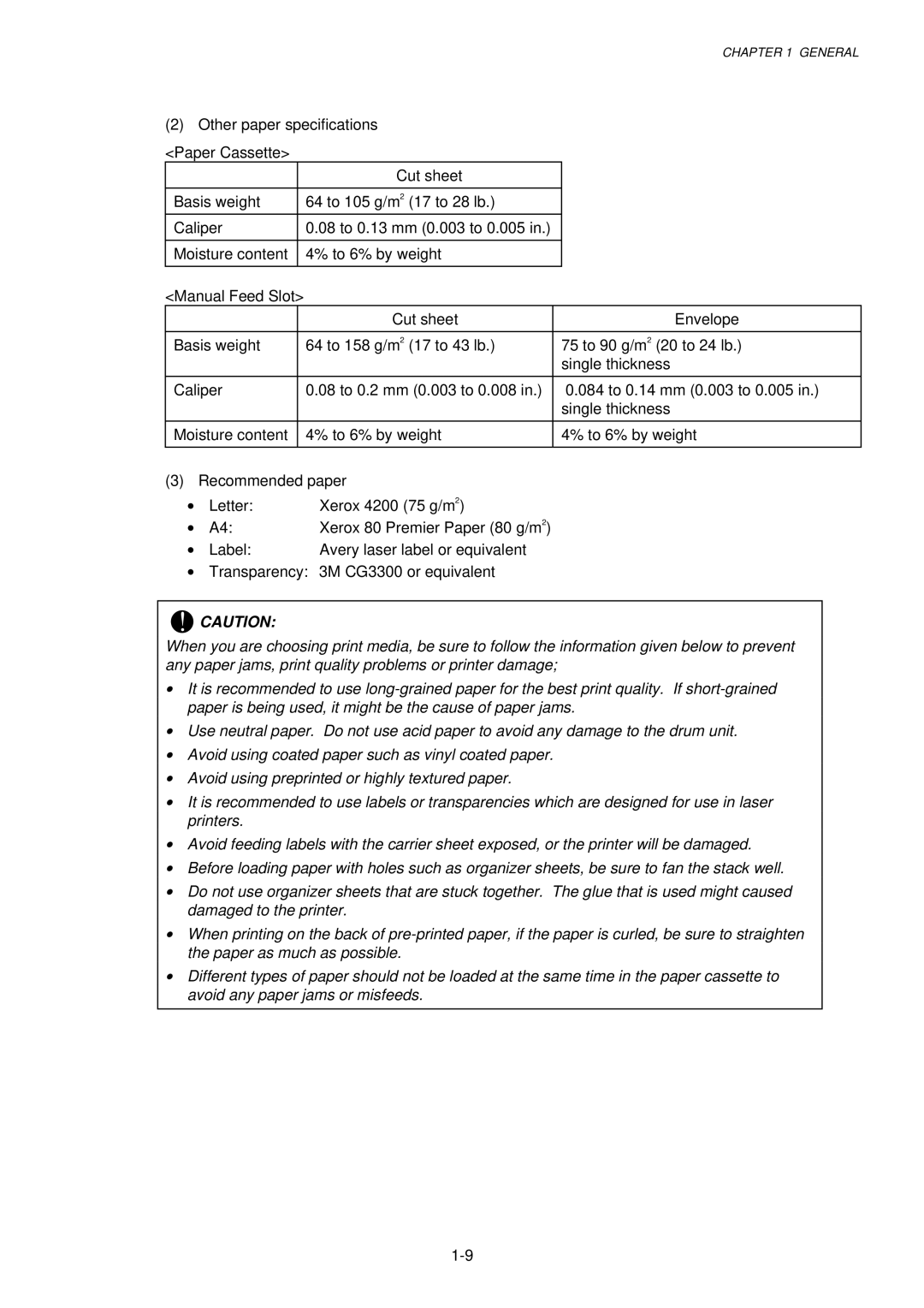 Brother HL-1030, 1240, 1250 service manual General 