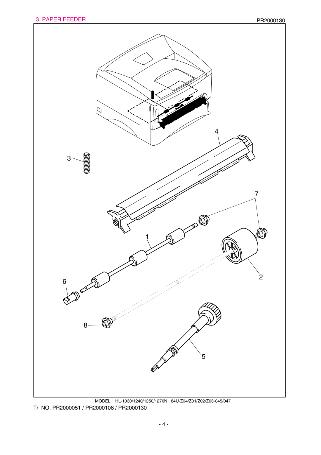 Brother HL-1030, 1240, 1250 service manual Paper Feeder 