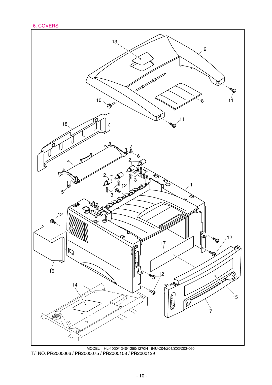 Brother 1240, HL-1030, 1250 service manual Covers 