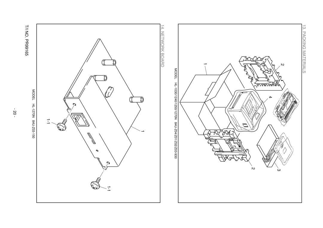 Brother 1250, HL-1030, 1240 service manual Packing Materials 