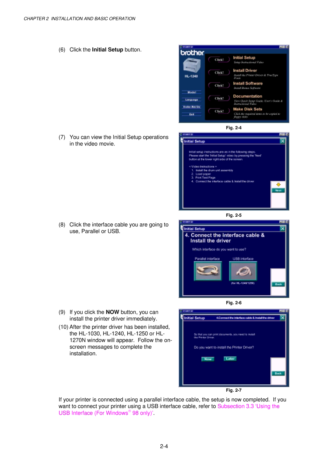 Brother 1240, HL-1030, 1250 service manual Installation and Basic Operation 