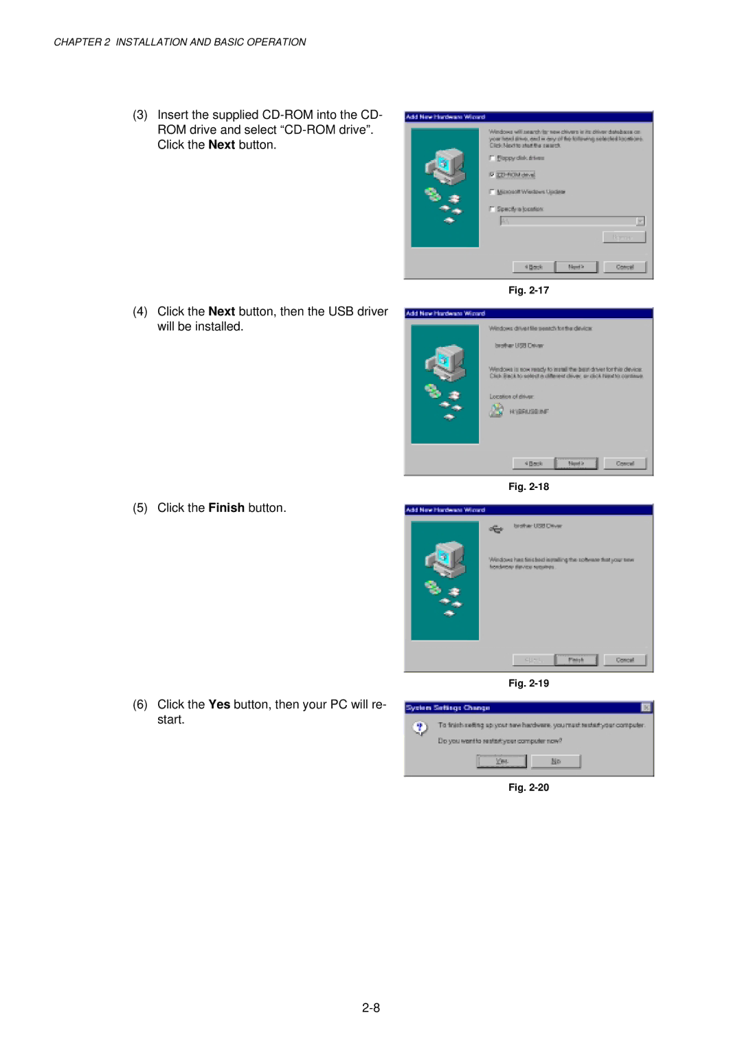 Brother 1250, HL-1030, 1240 service manual Installation and Basic Operation 