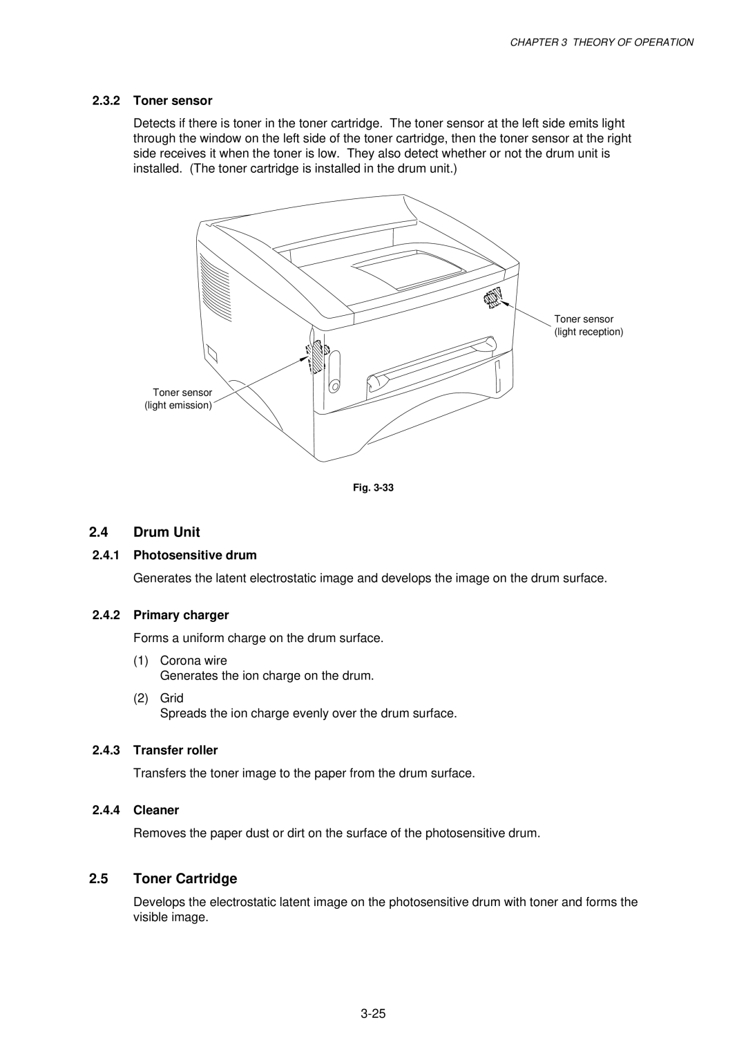 Brother 1240, HL-1030, 1250 service manual Drum Unit, Toner Cartridge 