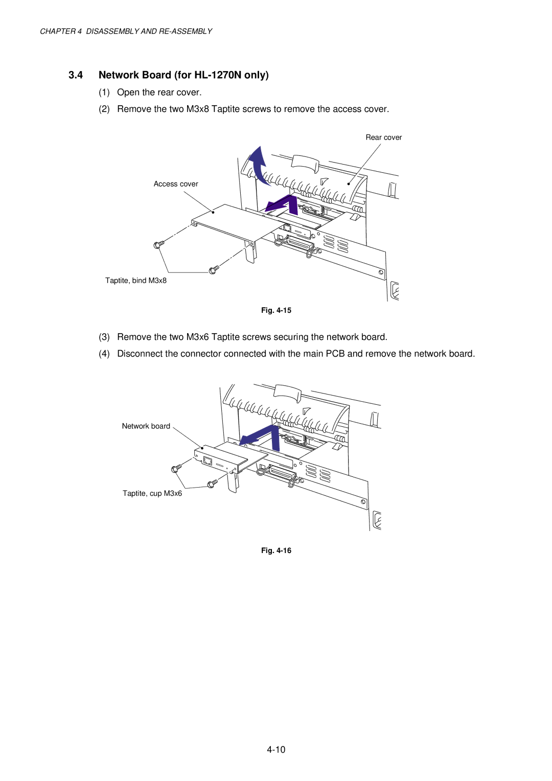 Brother 1250, HL-1030, 1240 service manual Network Board for HL-1270N only 