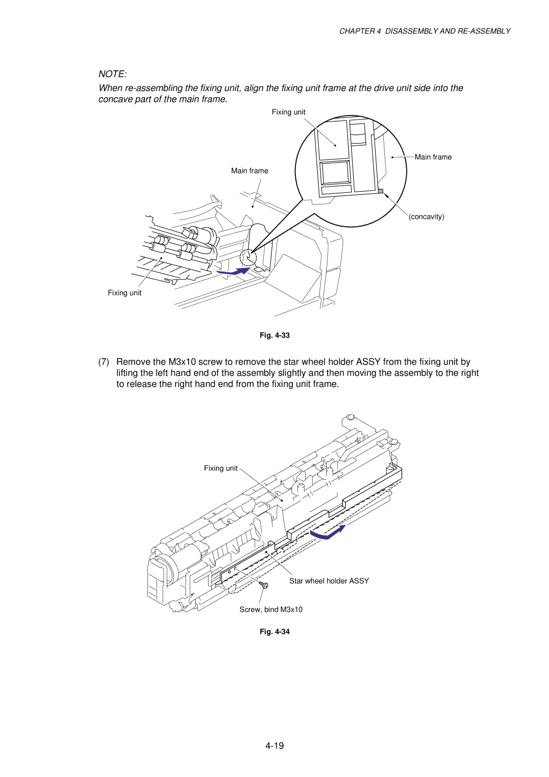 Brother 1250, HL-1030, 1240 service manual Fixing unit Main frame Concavity 