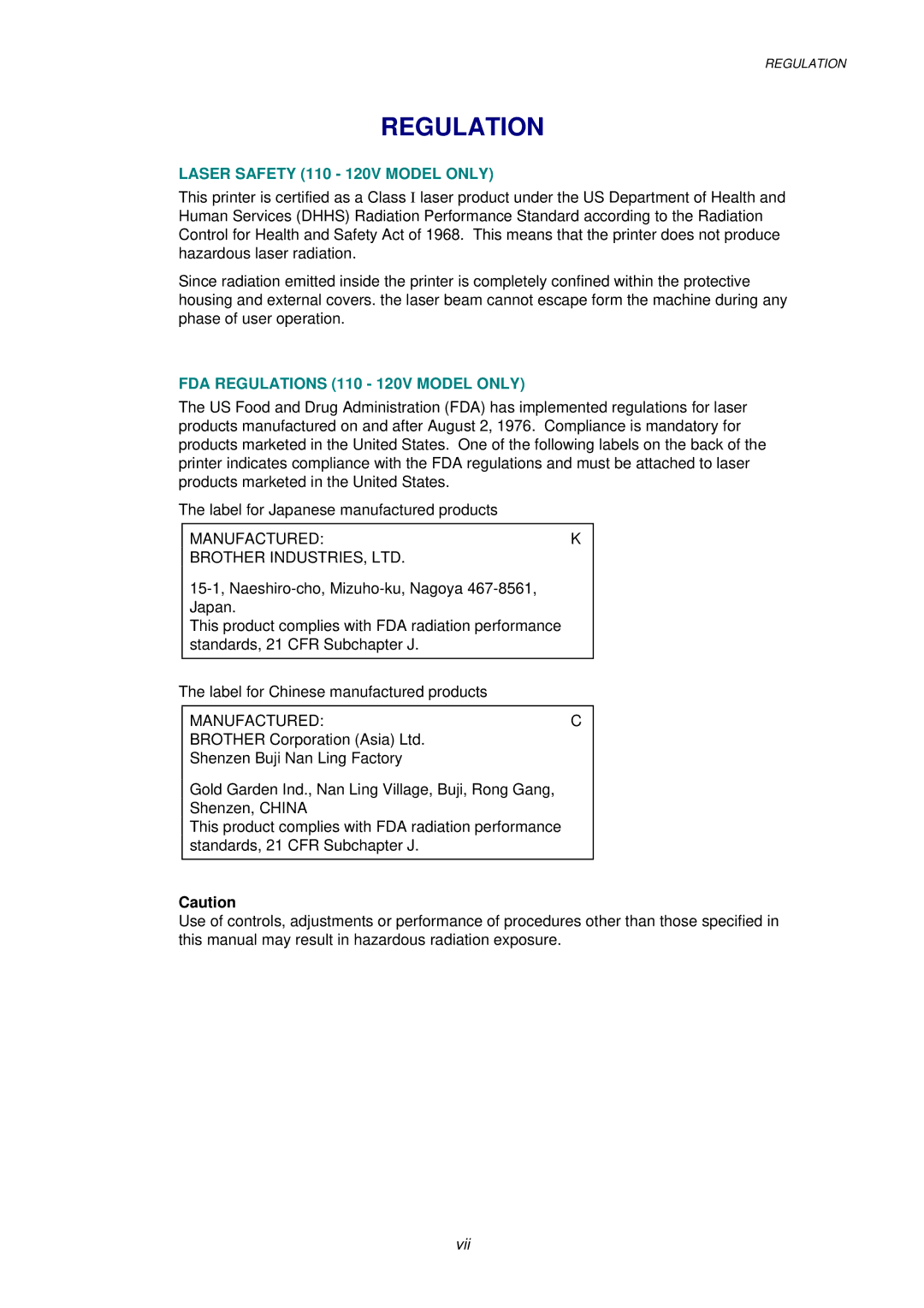 Brother HL-1030, 1240, 1250 service manual Manufacturedk, Manufacturedc 