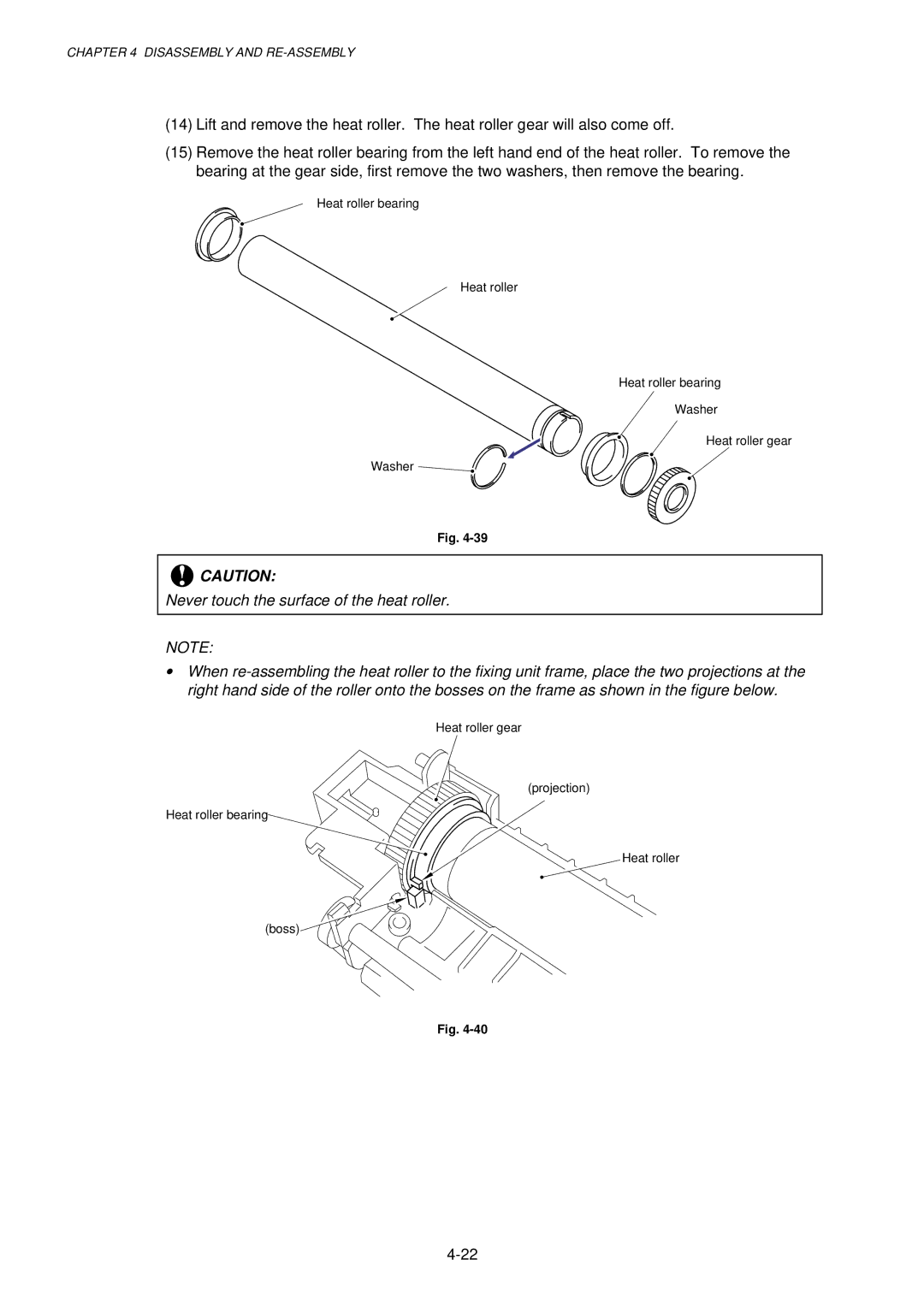 Brother 1250, HL-1030, 1240 service manual Heat roller bearing Washer Heat roller gear 