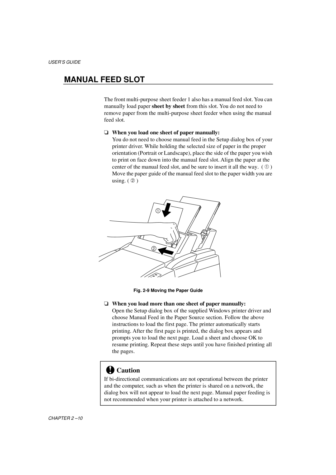 Brother HL-1060 Series Manual Feed Slot, When you load one sheet of paper manually 