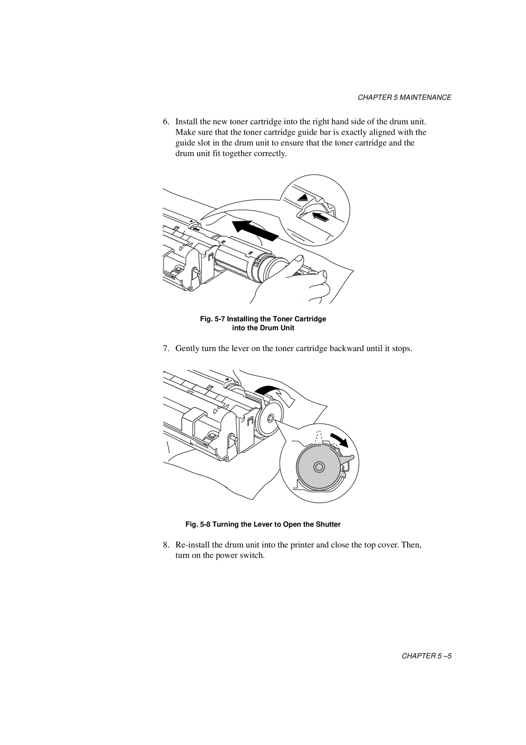 Brother HL-1060 Series manual Installing the Toner Cartridge Into the Drum Unit 