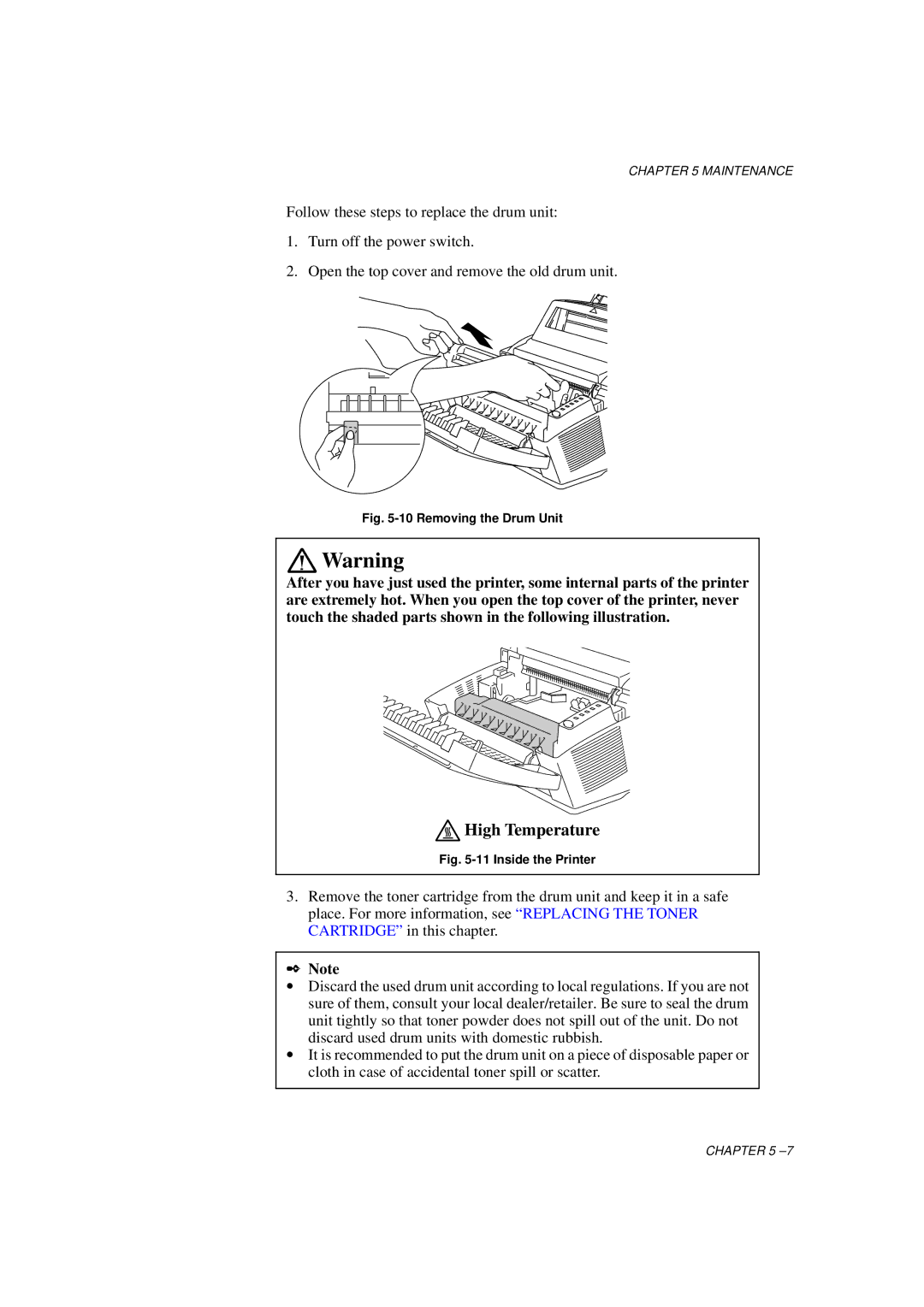 Brother HL-1060 Series manual Removing the Drum Unit 