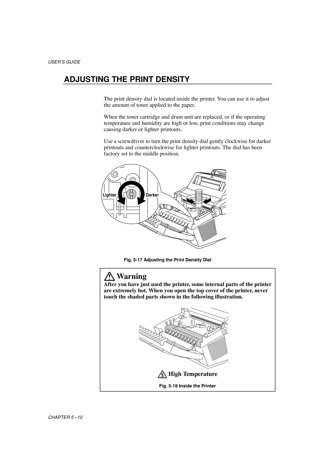 Brother HL-1060 Series manual Adjusting the Print Density Dial 