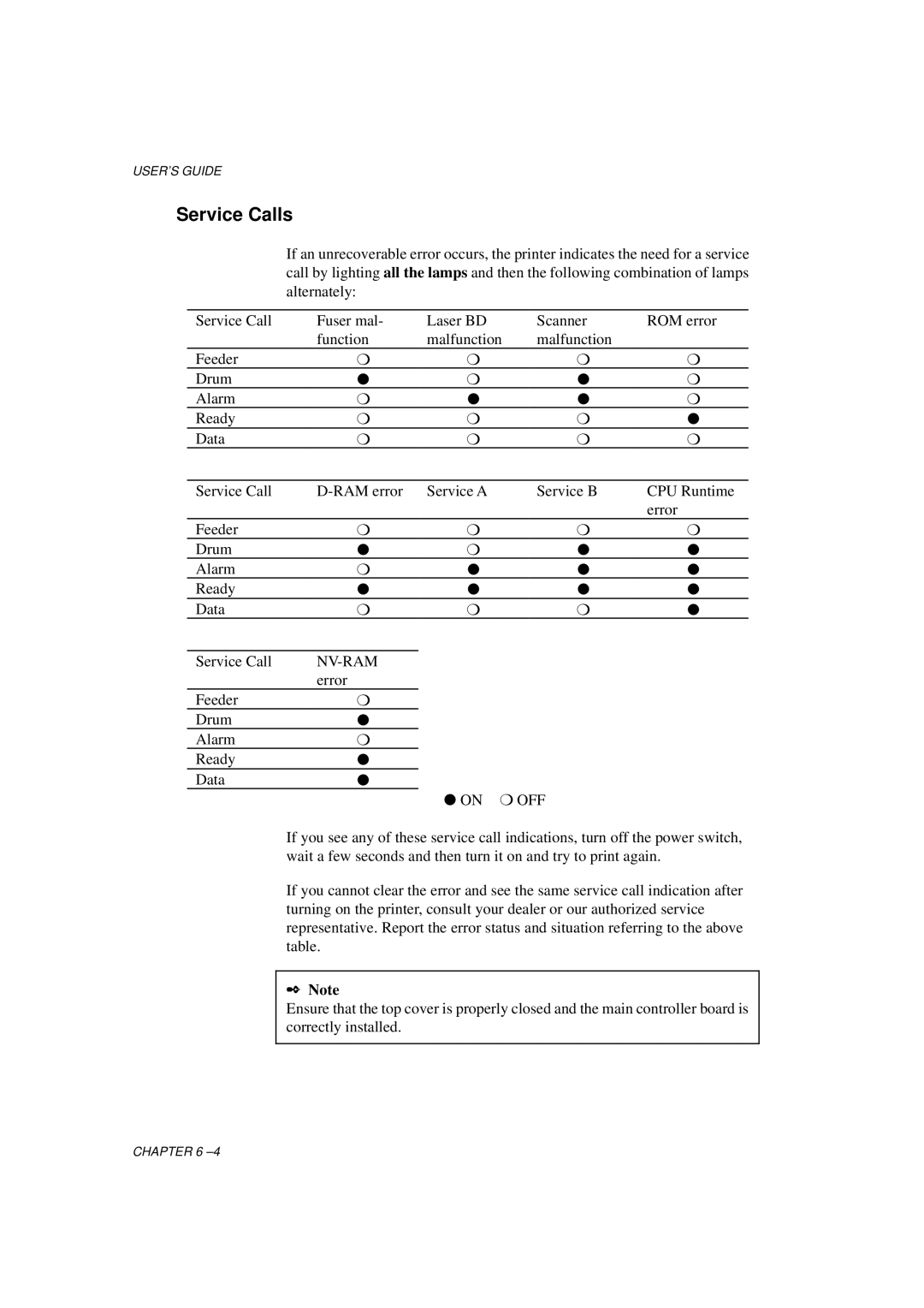 Brother HL-1060 Series manual Service Calls, Nv-Ram 