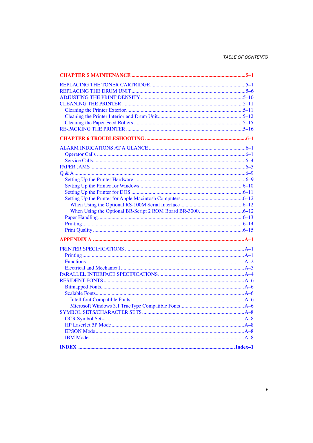 Brother HL-1060 Series manual Index 