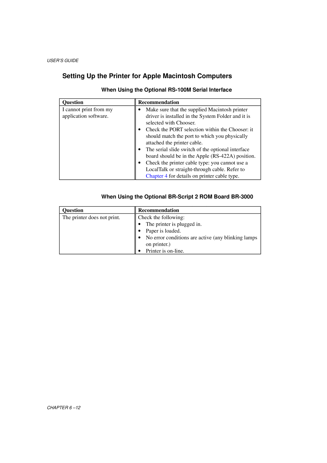 Brother HL-1060 Series manual Setting Up the Printer for Apple Macintosh Computers 