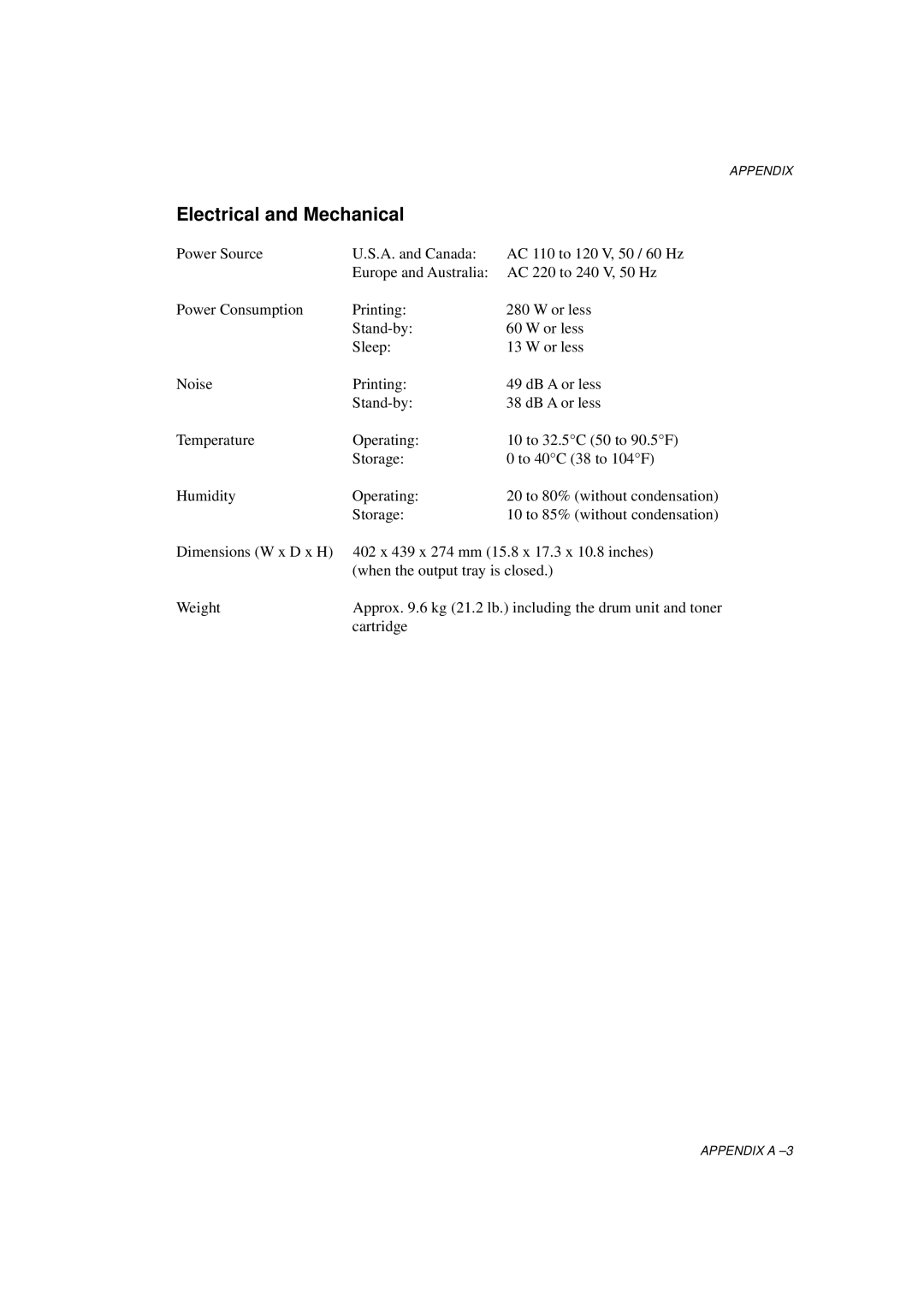 Brother HL-1060 Series manual Electrical and Mechanical 