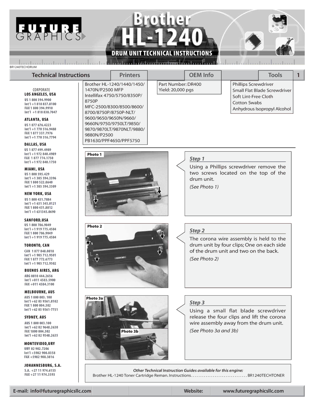 Brother HL-1240 manual Technical Instructions, Step 