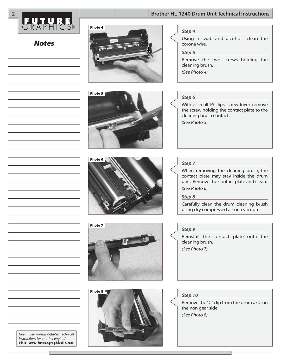 Brother manual Brother HL-1240 Drum Unit Technical Instructions 